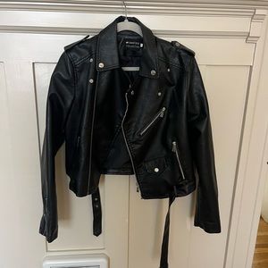 Nasty Gal Cropped Moto Leather Jacket